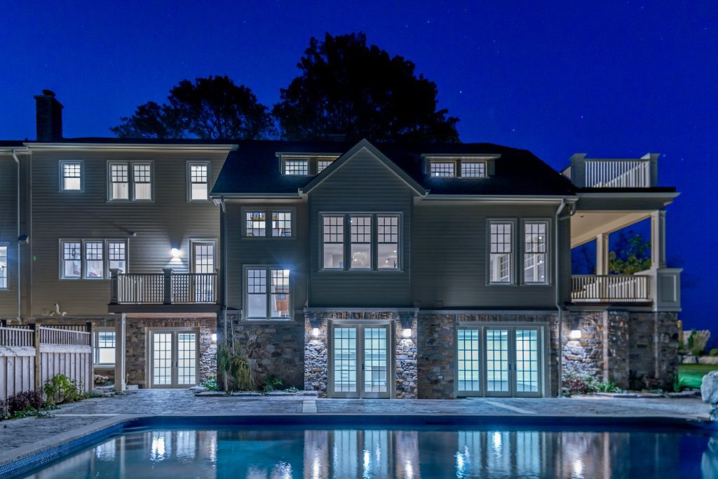 Backyard Swimming Pool at night